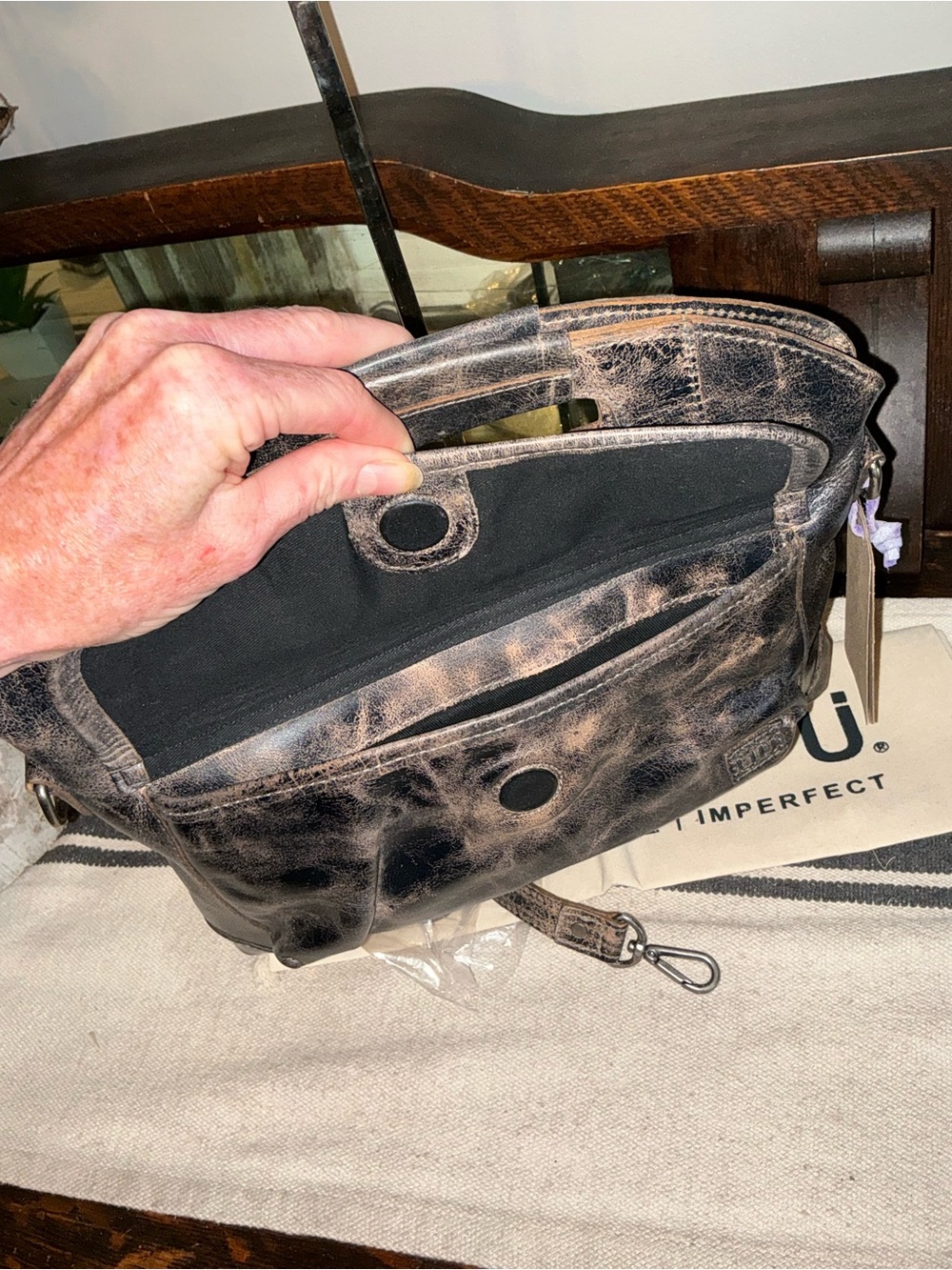 NWT Bed Stu Leather Greenway Handbag Crossbody Bag Black Lux MSRP $265 - Picture 9 of 16